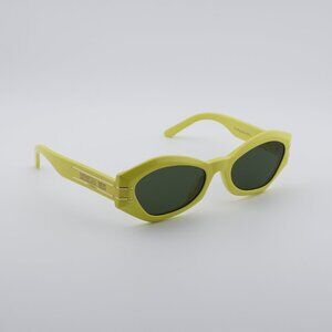 Dior DIORSIGNATURE B1U 66C0 Sunglasses Yellow Cat Eye Frame, Green Lenses